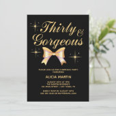 Invitation Gold Ribbon Girl Trente et magnifique Noir Anniver (Debout devant)