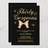 Invitation Gold Ribbon Girl Trente et magnifique Noir Anniver (Devant / Derrière)