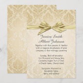 Invitation Gold Ribbon Gold Mariage damassé (Devant / Derrière)