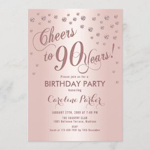 Invitation Gold rose 90e fête d'anniversaire