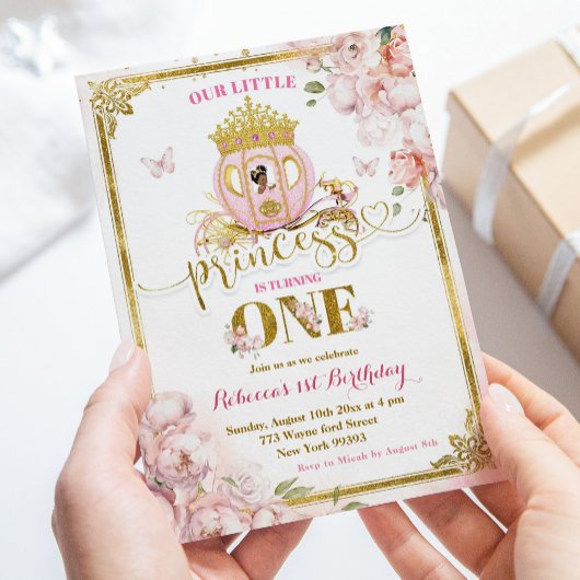 Invitation Gold Rose African Princess Carriage Premier annive