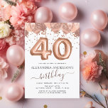 Invitation Gold rose - Ballons roses fête de 40e anniversaire<br><div class="desc">Quarantième (40e) Soixante Anniversaire Fête Rose - Ballons d'or Rose et Confetti Invitation fête d'anniversaire. C'est l'invitation d'anniversaire parfaite pour une fête d'anniversaire Rose moderne or et rose vif Parties scintillant Fille étincelante fête d'anniversaire. Veuillez contacter le concepteur pour les articles customisés correspondants.</div>