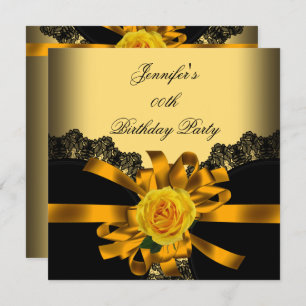 Invitation Gold Rose Black dentelle Anniversaire