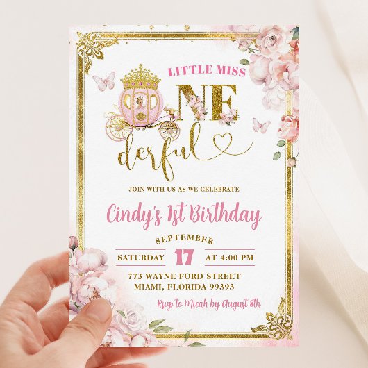 Invitation Gold rose Blonde Princesse Onederday