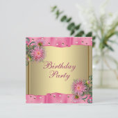 Invitation Gold Rose Dahlia Fête d'anniversaire (Debout devant)