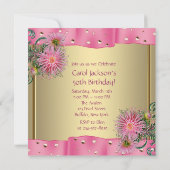 Invitation Gold Rose Dahlia Fête d'anniversaire (Dos)