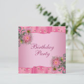 Invitation Gold Rose Dahlia Fête d'anniversaire (Debout devant)