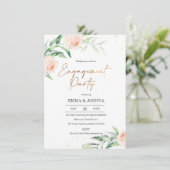 Invitation Gold Rose Floral Green Party (Debout devant)