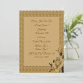 Invitation Gold Rose Frame Floral Design Party (Debout devant)