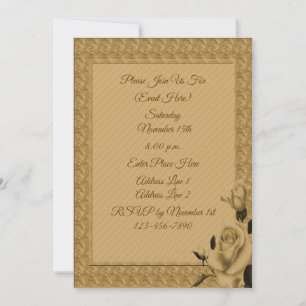 Invitation Gold Rose Frame Floral Design Party
