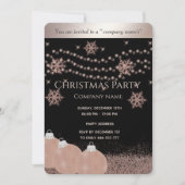 Invitation Gold rose / luxe noir entreprise fête de Noël (Devant)