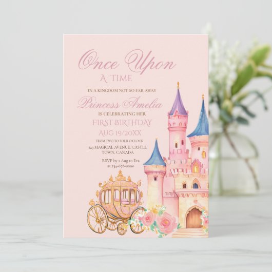 Invitation Gold rose Princess Fairytale Anniversaire (Debout devant)