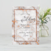 Invitation Gold Rose profond / Calligraphie en marbre de cuiv (Debout devant)