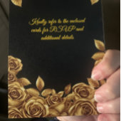 Invitation Gold Roses Custom Background Wedding