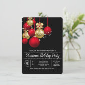 Invitation Gold rouge Noël baubles fête de vacances chic (Debout devant)