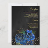 Invitation Gold Royal Blue Floral tout en un Mariage noir (Dos)