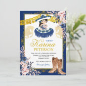 Invitation Gold Royal Blue Mis Quince Mexican Mis XV (Debout devant)