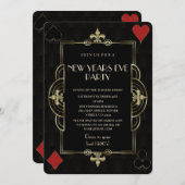 Invitation Gold Royal Fleur-de-Lis Fête Art déco du Nouvel An (Devant / Derrière)