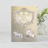 Invitation Gold Royal Princess Storybook Carriage & Unicorn (Debout devant)