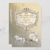 Invitation Gold Royal Princess Storybook Carriage & Unicorn (Devant / Derrière)