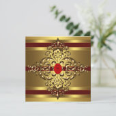 Invitation Gold Ruby Red Womans 60e fête d'anniversaire (Debout devant)