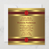 Invitation Gold Ruby Red Womans 60e fête d'anniversaire (Dos)