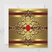 Invitation Gold Ruby Red Womans 60e fête d'anniversaire (Devant)