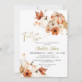 Invitation Gold Rust Fall In Love Cream Citrouille Fête des m (Devant)