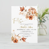 Invitation Gold Rust Fall In Love Cream Citrouille Fête des m (Debout devant)