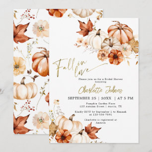 Invitation Gold Rust Fall In Love Cream Citrouille Fête des m