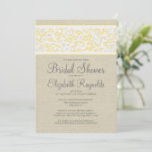 Invitation Gold Rustic Burlap Linen Douche nuptiale Invitatio (Debout devant)