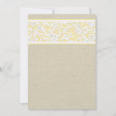 Invitation Gold Rustic Burlap Linen Douche nuptiale Invitatio (Dos)