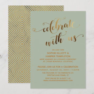 Invitation Gold & Sage Fêtez avec nous la soirée post-mariage
