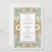 Invitation Gold Sage Green Art Nouveau Alphonse Mucha Mariage (Devant)