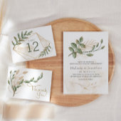 Invitation Gold Sage Green Floral Mariage élégant