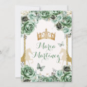 Invitation Gold Sage Green Princesa Quinceañera Fleurs (Dos)