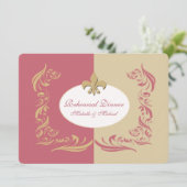 Invitation Gold Sand Berry Pink Fleur de Lis Mariage (Debout devant)