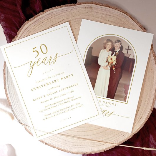 Invitation Gold Script 50th Wedding Anniversary Party