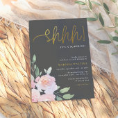Invitation Gold Script Blush rose & Grey Surprise Party