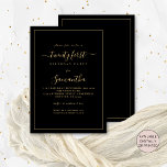 Invitation Gold Script Bordure 21e anniversaire fête Noir<br><div class="desc">Gold Script Border 21st Birthday Party Black. Disponible numériquement ou imprimé. Un design de texte moderne minimaliste en noir et or pour votre vingt-et-unième qui est entièrement personnalisable, avec une bordure simple ligne. Modifiez les mots au besoin et vous pouvez également modifier les couleurs du texte et des arrière -...</div>