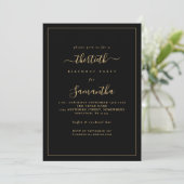 Invitation Gold Script Bordure 30e fête d'anniversaire Noir (Debout devant)