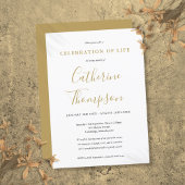 Invitation Gold Script Célébration De La Vie Funéraire