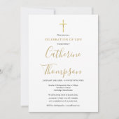Invitation Gold Script Celebration of Life Photo Funeral  (Devant)