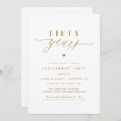 Invitation Gold Script Elegant 50th Wedding Anniversary Party (Devant / Derrière)