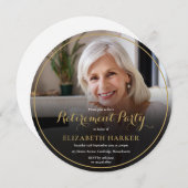 Invitation Gold Script Elegant Photo Retirement Party (Devant / Derrière)