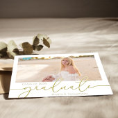 Invitation Gold Script Graduation Photo Elegant Personnalisé