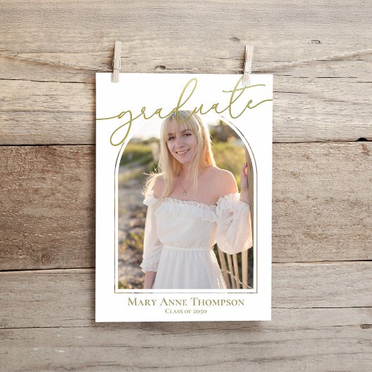 Invitation Gold Script Graduation Photo Party