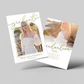 Invitation Gold Script Graduation Photo Party