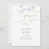 Invitation Gold Script Modern Orchid Wedding Enregistrer la d (Devant)