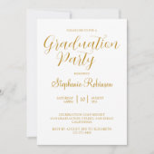 Invitation Gold Script Moderne Calligraphie Partie de Graduat (Devant)